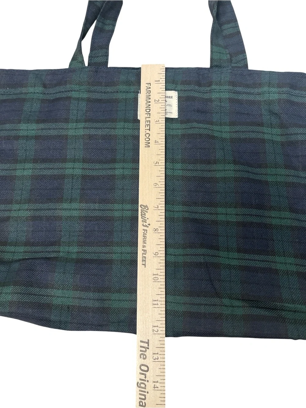 Sezane & Octobre Green and Navy Plaid Tote